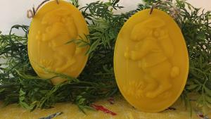 Beeswax Bunny with Egg Basket in Oval