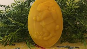 Beeswax Bunny with Egg Basket in Oval