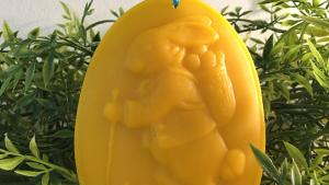 Beeswax Bunny with Egg Basket in Oval
