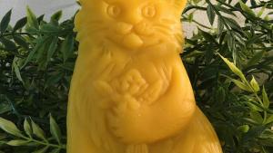 Beeswax Fluffy Cat with Flowers