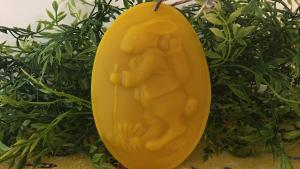 Beeswax Bunny with Egg Basket in Oval