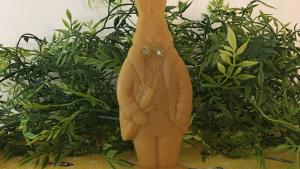 Beeswax Standing Bunny with Carrots and Optional Glass Bowtie