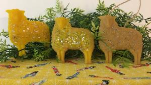 Beeswax Woolly Sheep with Glass or Beads