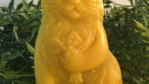 Beeswax Fluffy Cat with Flowers