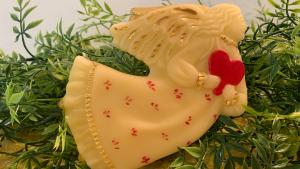 Beeswax Angel Holding a Heart with Optional Glass or Paint