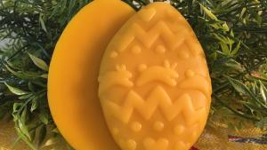 Beeswax Egg with Hopping Bunnies and Optional Crushed Glass