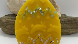 Beeswax Egg with Hopping Bunnies and Optional Crushed Glass