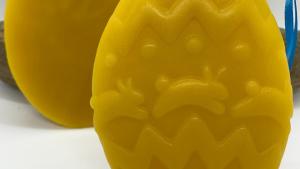 Beeswax Egg with Hopping Bunnies and Optional Crushed Glass