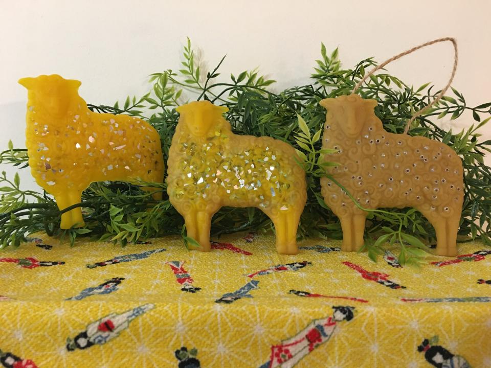 Beeswax Woolly Sheep with Glass or Beads