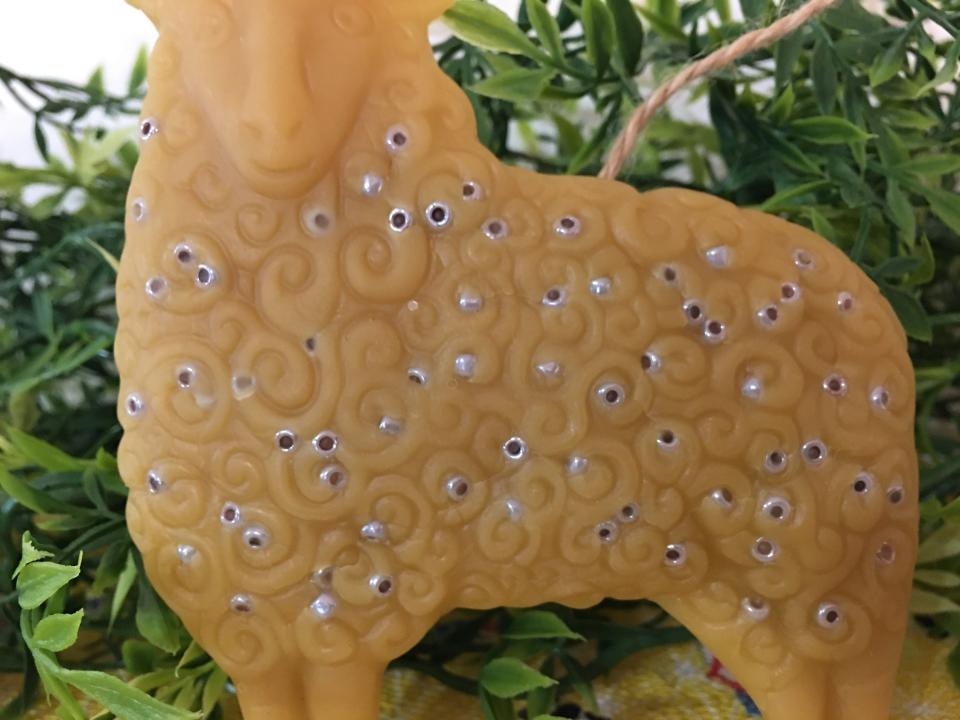 Beeswax Woolly Sheep with Glass or Beads