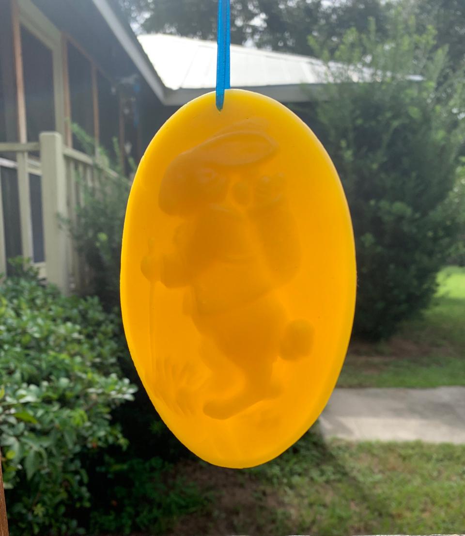 Beeswax Bunny with Egg Basket in Oval