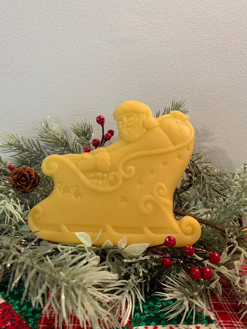 Beeswax Santa in Sleigh