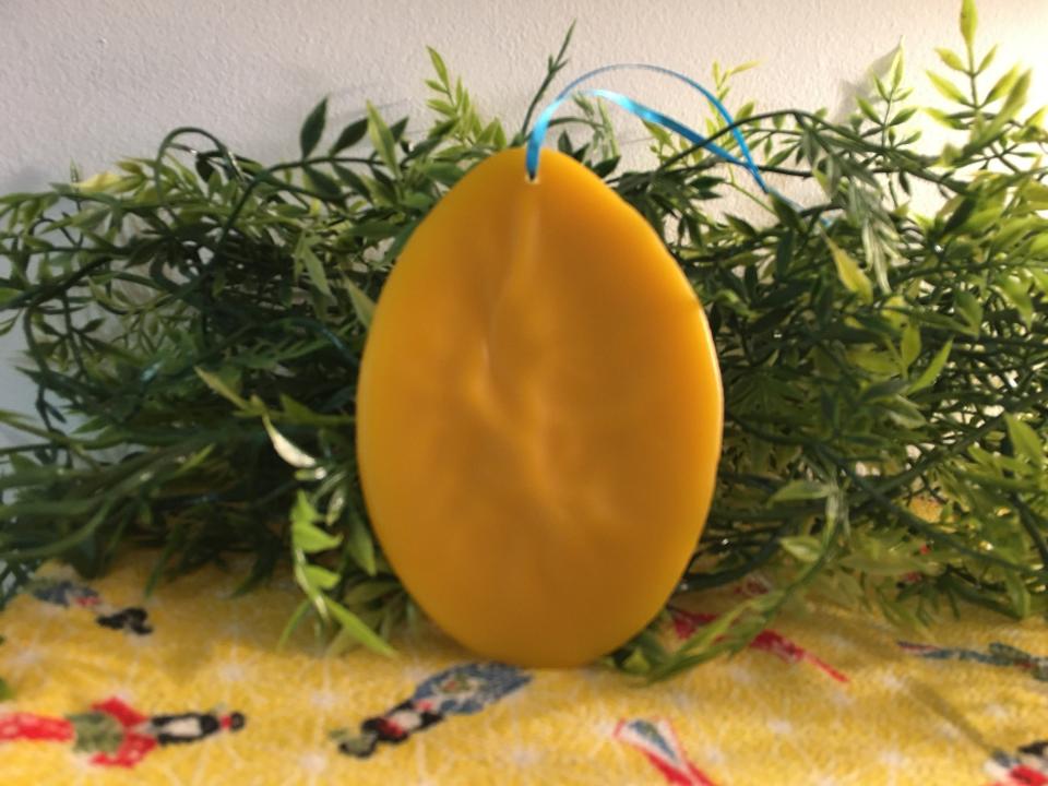 Beeswax Egg with Hopping Bunnies and Optional Crushed Glass