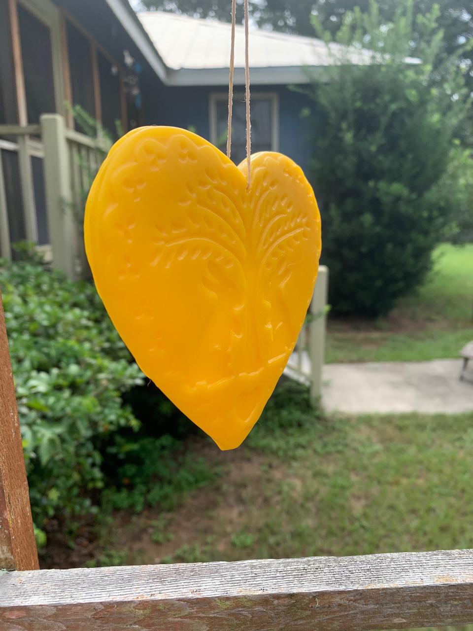 Beeswax Two Bunnies Under a Willow Heart Suncatcher or Wall Decor