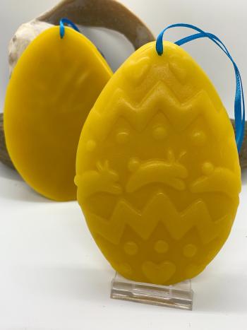 Beeswax Egg with Hopping Bunnies and Optional Crushed Glass