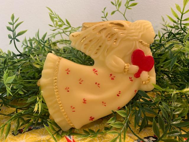 Beeswax Angel Holding a Heart with Optional Glass or Paint