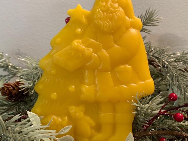 Beeswax Santa with Christmas Tree
