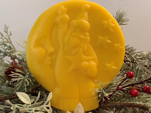 Beeswax Santa in the Moon