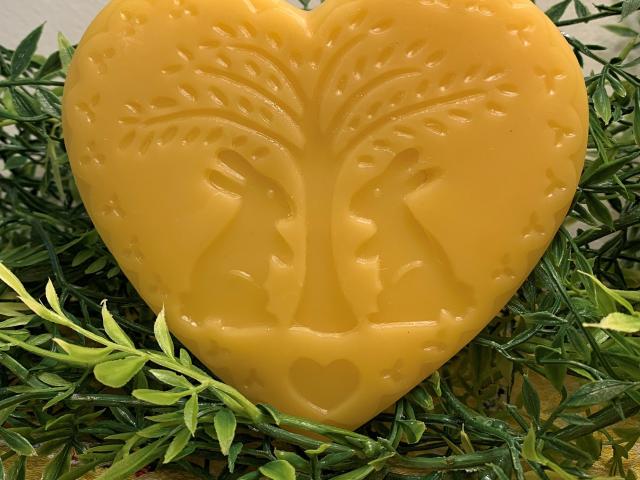 Beeswax Two Bunnies Under a Willow Heart Suncatcher or Wall Decor